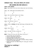 ĐỀ CƯƠNG GIỮA kì i   lớp 7 