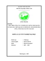 Thực hiện công tác cấp đổi giấy chứng nhận quyền sử dụng đất trên địa bàn xã bình sơn, thành phố sông công, tỉnh thái nguyên năm 2019 