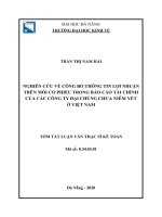 Nghiên cứu về công bố thông tin lợi nhuận trên mỗi cổ phiếu trong Báo cáo tài chính của các công ty đại chúng chưa niêm yết ở Việt Nam