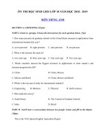 Tải Đề thi học sinh giỏi môn Tiếng Anh lớp 10 năm học 2018 - 2019 số 6 - Ôn thi học sinh giỏi tỉnh lớp 10 môn Tiếng Anh có đáp án