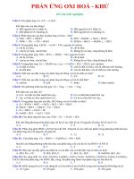 Trắc Nghiệm Phản Ứng Oxi Hoá Khử Có Đáp Án