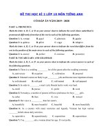 Tải Đề kiểm tra tiếng Anh lớp 10 học kì 2 năm 2019 - 2020 - Đề tiếng Anh lớp 10 hoc kì 2 có đáp án