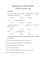 Tải Đề thi tiếng Anh lớp 9 học kì 2 năm 2019 - 2020 số 4 - Đề thi học kì 2 lớp 9 môn tiếng Anh mới có đáp án