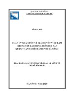 Quản lý nhà nước về giải quyết việc làm cho người lao động trên địa bàn quận Thanh Khê, thành phố Đà Nẵng