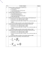 trắc nghiệm BJT và FET, mạch phân cực BJT, mô hình tương đương tín hiệu nhỏ, các kiểu ghép tầng khuếch đại (có đáp án) 