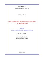 Tóm tắt luận án Tiến sĩ Quản trị kinh doanh: Nâng cao hiệu quả hoạt động vận tải xe buýt tại Thừa Thiên Huế