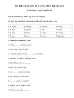 Tổng hợp đề thi Tiếng Anh lớp 6 học kì 2 - Giáo viên Việt Nam