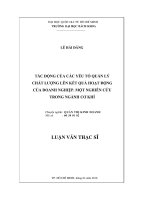 Tác động của các yếu tố quản lý chất lượng lên kết quả hoạt động của doanh nghiệp. Một nghiên cứu trong ngành cơ khí