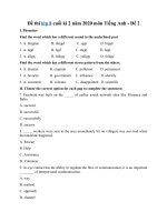 Tải Đề thi lớp 8 cuối kì 2 năm 2020 môn Tiếng Anh - Đề 2 - Đề kiểm tra tiếng Anh lớp 8 học kỳ 2 có đáp án
