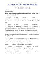 Tải Đề khảo sát chất lượng đầu năm môn Tiếng Anh lớp 10 có đáp án - Đề khảo sát chất lượng đầu năm môn Tiếng Anh lớp 10 năm 2020 - 2021