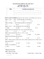 Đề thi giữa kì 2 lớp 5 môn Toán và Tiếng Việt - Giáo viên Việt Nam