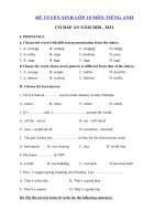 Tải Đề luyện thi vào lớp 10 môn tiếng Anh năm 2020 - 2021 số 3 - Đề thi tuyển sinh lớp 10 môn Tiếng Anh có đáp án