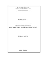 chính sách hỗ trợ đối với các doanh nghiệp vừa và nhỏ trên địa bàn tỉnh phú thọ 