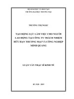 tạo động lực làm việc cho ngƣời lao động tại công ty trách nhiệm hữu hạn thƣơng mại và công nghiệp minh quang 