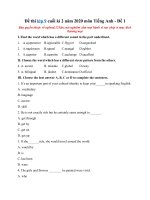 Tải Đề thi lớp 9 cuối kì 2 năm 2020 môn Tiếng Anh - Đề 1 - Đề kiểm tra tiếng Anh học kỳ 2 lớp 9 có đáp án