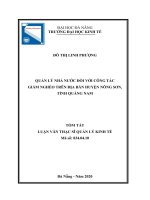 Quản lý nhà nước đối với công tác giảm nghèo trên địa bàn huyện Nông Sơn, tỉnh Quảng Nam