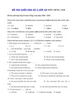 Tải Đề thi học kỳ 2 môn Tiếng Anh lớp 10 Thí điểm trường THPT Dương Xá, Hà Nội - Đề thi học kì 2 lớp 10 môn Tiếng Anh chương trình mới