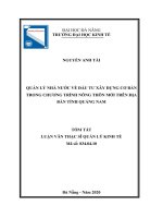 Quản lý nhà nước về đầu tư xây dựng cơ bản trong chương trình nông thôn mới trên địa bàn tỉnh Quảng Nam