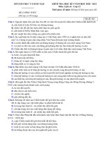 Đề thi học kì 1 Lịch sử 12 năm học 2020 – 2021