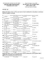 Read the following passage and blacken the letter A, B, C or D on your answer sheet to  indicate the.