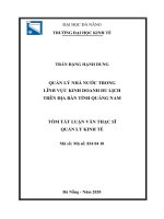 Quản lý nhà nước trong lĩnh vực kinh doanh du lịch trên địa bàn tỉnh Quảng Nam