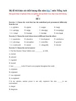 Tải Bộ đề thi khảo sát chất lượng đầu năm lớp 7 môn Tiếng Anh - Tổng hợp đề KSCL đầu năm lớp 7 môn Tiếng Anh