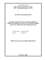Tóm tắt luận án Tiến sĩ Kinh tế: Liên kết kinh tế giữa doanh nghiệp và nông dân trong sản xuất cây công nghiệp dài ngày trên địa bàn tỉnh Đắk Lắk