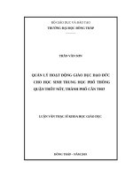 Quản lý hoạt động giáo dục đạo đức cho học sinh trung học phổ thông quận thốt nốt, thành phố cần thơ 