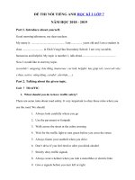 Tải Đề thi nói Tiếng Anh lớp 7 học kì 2 năm học 2018 - 2019 - Ôn thi học kì 2 lớp 7 môn Tiếng Anh có hướng dẫn chi tiết