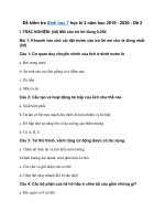 Tải Đề kiểm tra học kì 2 môn Sinh học 7 năm học 2019 - 2020  - Đề 2 - Đề thi cuối học kì 2 lớp 7 môn Sinh học có đáp án