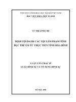 định tội danh các tội xâm phạm tình dục trẻ em từ thực tiễn tỉnh hòa bình 