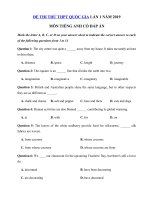Tải Đề thi THPT Quốc Gia lần 1 năm 2019 môn Tiếng Anh sở GD - ĐT Bắc Giang - Đề thi Tiếng Anh THPT 2019 có đáp án