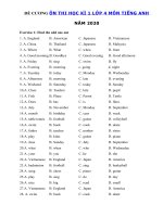 Tải Đề cương ôn tập tiếng Anh lớp 4 học kì 1 năm 2020 - Đề thi tiếng Anh lớp 4 chương trình mới học kì 1