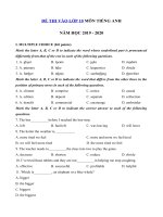 Tải Đề mẫu thi vào lớp 10 môn Tiếng Anh thành phố Hà Nội năm học 2019 - 2020 - Đề tuyển sinh lớp 10 năm 2019 môn Anh văn