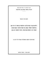 Quản lý hoạt động giáo dục đạo đức cho học sinh trung học phổ thông quận thốt nốt, thành phố cần thơ 