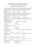 Tải Đề thi thử THPT Quốc Gia lần 1 năm 2019 môn Tiếng Anh trường THPT Ngô Sĩ Liên - Luyện thi THPT Quốc Gia môn Anh có đáp án