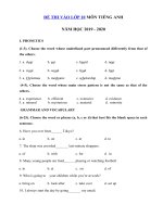 Tải Đề ôn thi vào lớp 10 môn Tiếng Anh năm học 2019 - 2020 số 20 - Đề thi vào lớp 10 môn Tiếng Anh không chuyên có đáp án