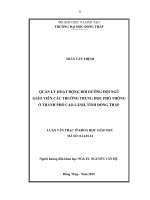 Quản lý hoạt động bồi dưỡng đội ngũ giáo viên các trường trung học phổ thông ở thành phố cao lãnh, tỉnh đồng tháp 