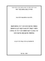 Hợp đồng tư vấn xây dựng theo pháp luật việt nam từ thực tiễn công ty tư vấn thiết kế và đầu tư xây dựng bộ quốc phòng 
