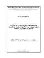 Bảo tồn và phát huy giá trị tín ngưỡng thờ nữ thần tại thành phố sa đéc   tỉnh đồng tháp 