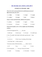 Tải Đề thi học kì 2 môn tiếng Anh lớp 9 năm 2019 - 2020 số 3 - Đề thi tiếng Anh lớp 9 học kì 2 có đáp án