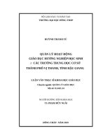 Quản lý hoạt động giáo dục hướng nghiệp học sinh ở các trường trung học cơ sở thành phố vị thanh, tỉnh hậu giang 