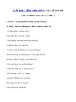 Tải Giải bài tập SGK Tiếng Anh lớp 4 Unit 3: What day is it today? - Giải SGK tiếng Anh Unit 3 lớp 4 What day is it today?
