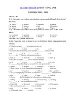 Tải Đề ôn thi vào lớp 10 môn Tiếng Anh năm học 2019 - 2020 số 10 - Đề thi thử môn Tiếng Anh vào lớp 10 có đáp án