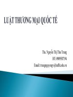 Bài giảng Luật Thương mại quốc tế: Chương 1 - Ths. Nguyễn Thị Thu Trang