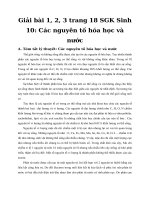 Tải Giải bài tập trang 18 SGK Sinh học lớp 10: Các nguyên tố hóa học và nước - Giải bài tập môn Sinh học lớp 10