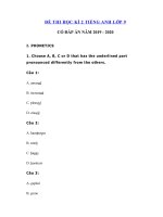 Tải Đề kiểm tra tiếng Anh lớp 9 học kì 2 phòng GD&ĐT Kiến Xương, Thái Bình năm 2019 - 2020 - Đề thi học kì 2 lớp 9 môn tiếng Anh có đáp án