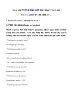 Tải Giải Unit 1 lớp 10 A day in the life of Reading - Writing SGK hệ 7 năm - Giải bài tập tiếng Anh lớp 10 Unit 1 A Day in the life of chi tiết nhất