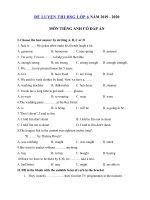 Tải Đề ôn thi học sinh giỏi lớp 6 môn Tiếng Anh năm học 2019 - 2020 số 10 - Đề thi học sinh giỏi môn tiếng Anh 6 có đáp án