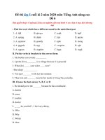 Tải Đề thi lớp 5 cuối kì 2 năm 2020 môn Tiếng Anh nâng cao - Đề 6 - Đề kiểm tra học kỳ 2 lớp 5 môn Anh có đáp án
